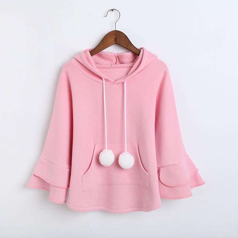 Spring and Autumn Cotton Sweater Hooded Thick Top Loose Bf Cape Bat Shirt