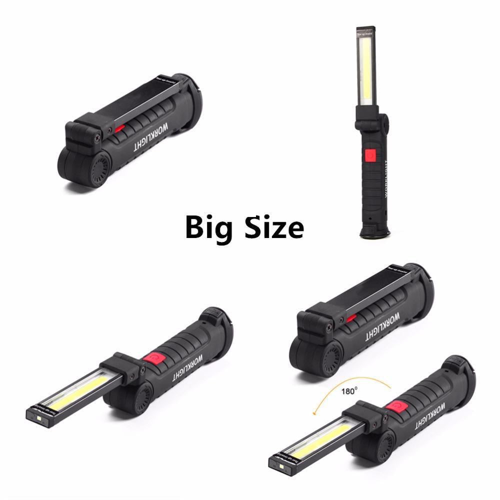 360° Folding USB Rechargeable COB Work Light LED Red Light Strong Light Emergency Flashlight Inspection Light