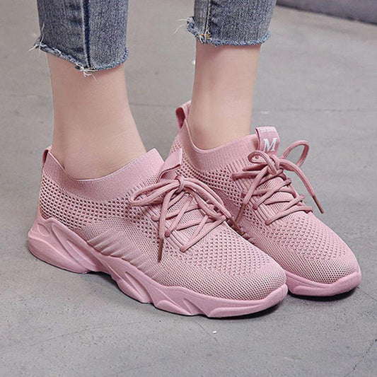 Spring and Summer Ladies Mesh Shoes Breathable Sports Mesh All-match Summer Thin Section Hollow Hiking Shoes