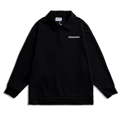 Male Lapel Sweater Loose POLO Wild Trend Spring  Handsome Waff INS Comfortable and Warm Breathable Cotton Hoodie