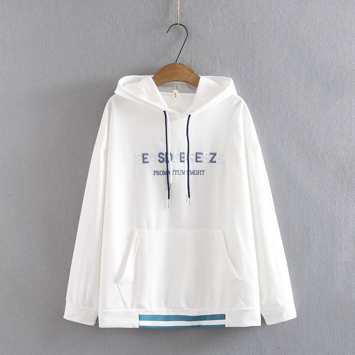 Woman's Sweatshirts Solid Korean Female Hooded Pullovers Cotton Oversized Hoodies Women