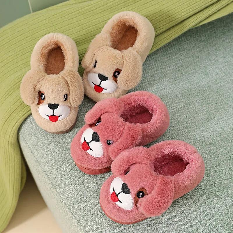 Children's Cotton Slippers Bag with Non-slip Soft Bottom for Primary School Students To Keep Warm In Winter Cartoon Cute Cotton Slippers