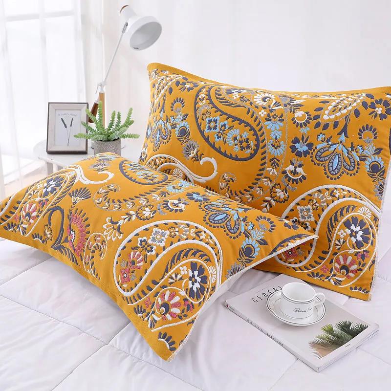 High-end Simple European Style Cotton Thickened Lattice To Increase Breathable Couple Pillow Towel Eight Layers of Pure Cotton Gauze Pillow Towel