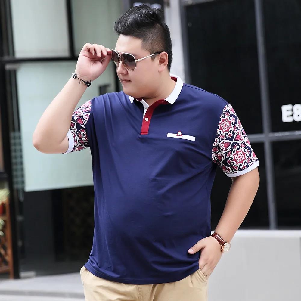 150KG Large Fatty Short Sleeve T-Shirt Male Large Size Fat Plus Fat Cotton Thin Polo Shirt Top