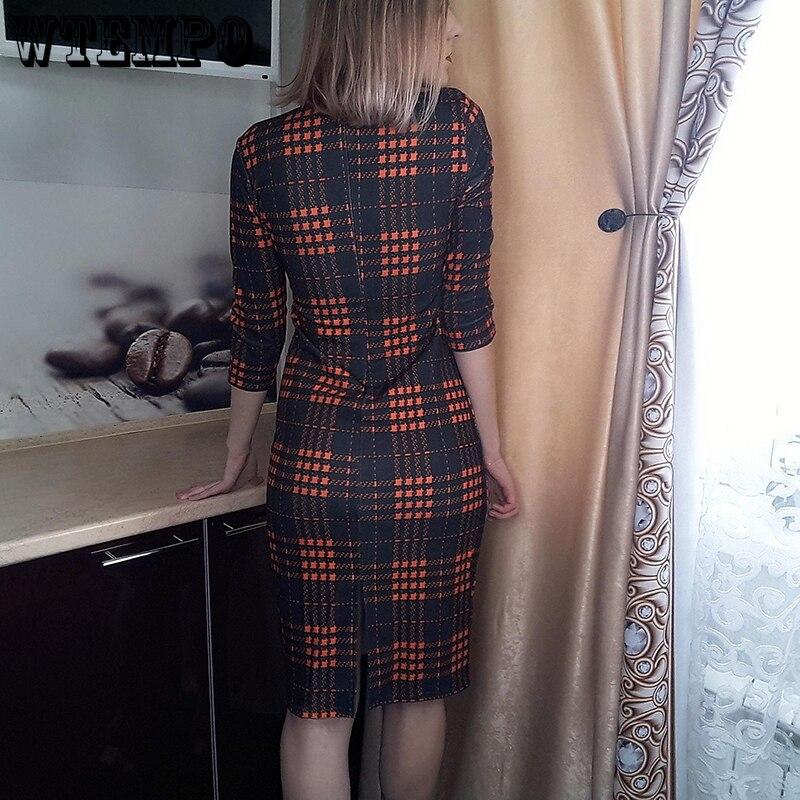Plaid Dress Women OL Dress Body Sexy V Neck Plaid Spring Autumn Cotton Casual High Waist Midi Dresses Plus Size Short Sleeve Slim Clothes
