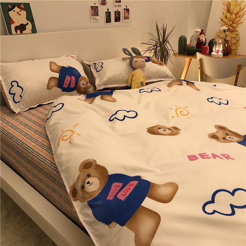Washed Cotton Four-piece Duvet Cover Sexy Leopard-print Simple Bedding Sheet Household Daily Necessities Four-piece Bed
