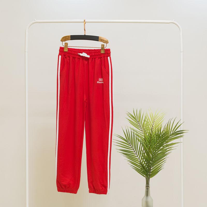 Sports Pants Women's Summer Thin Cotton Beam Feet Students Loose and Thin Korean Ins Tide Ice Silk Leisure