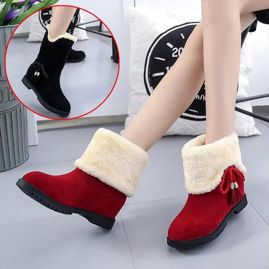 Women Snow Boots  Flat-bottomed Short Boots Warm Cotton Shoes Female Student Boots One Boot Two Wear
