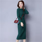Thick Long Sweater Dress Women Half-high Autumn Winter Sweater Dress Female Casual Loose Knit Dress
