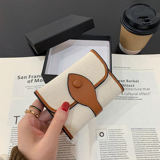 Wallets with Coin Pocket Zipper Purse Women Clutches Printing Canvas Bag  Multi-Layer Portable Handbag Wristlet