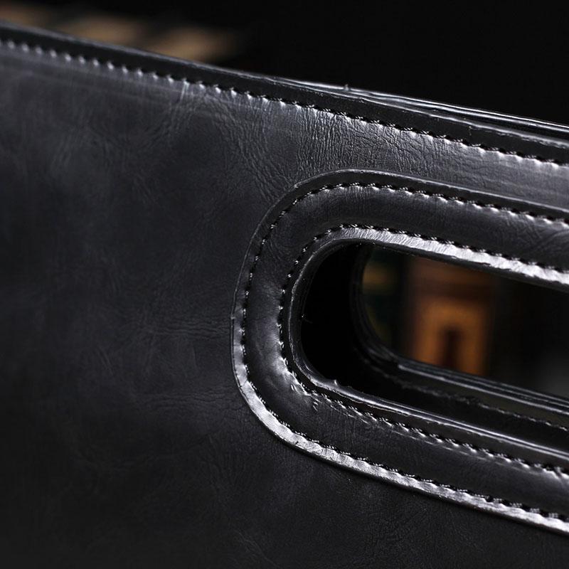 Business briefcase men brown large capacity zipper leather anti-theft waterproof clutch iPad bags