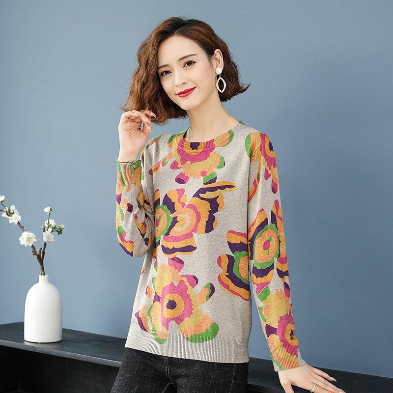 High-end Women Sweater Winter O-neck Knit Pullover Oversized Printed Wool Sweater  Thick Warm Jumper Tops Outwear or Bottoming
