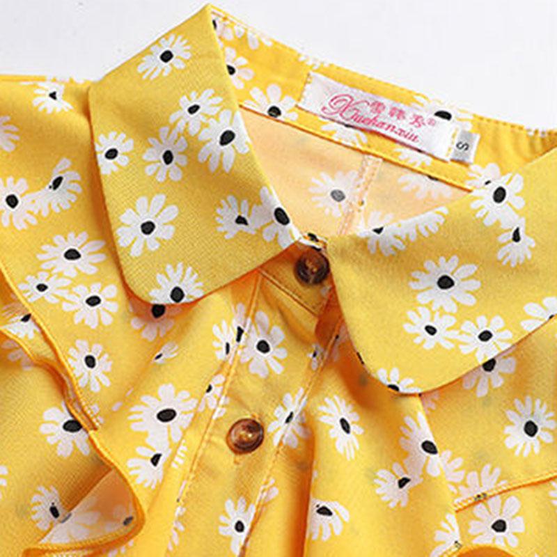 Women's Spring and Autumn Chiffon Shirt Loose Sweet Long Sleeve Printed Top