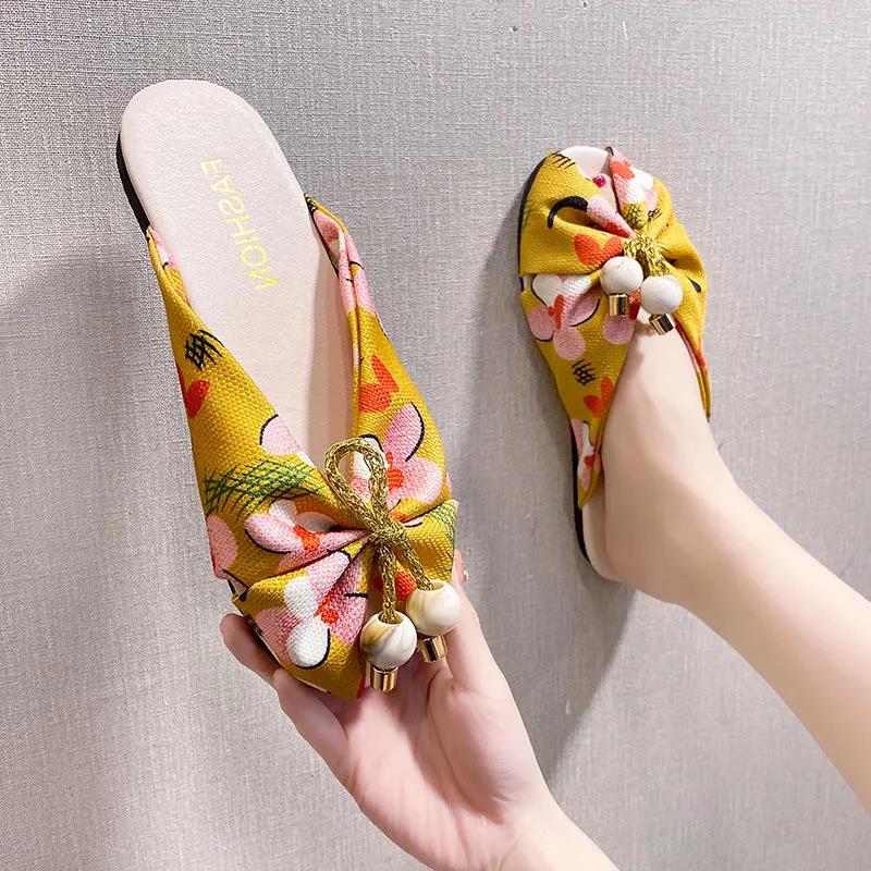 Niche Design Sense Fish Mouth Sandals and Slippers Female Outer Wear Summer Fairy Style Half-baotou Lazy Slippers