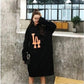 Autumn and Winter Hooded Plus Size Sweater Mid-length Loose Padded Base Skirt