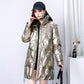 Shiny Winter Jacket Women Mid-length Stand-up Collar Thick Warm Loose  Padded Jacket Windproof Drawstring Ladies Coats