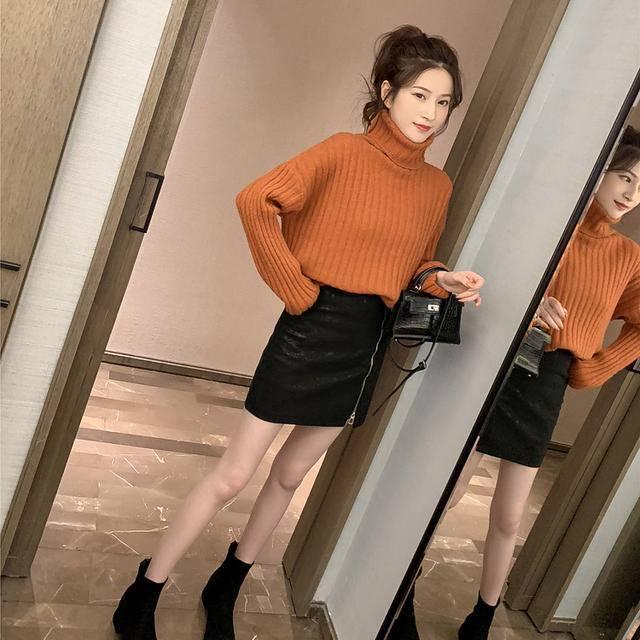 Winter Women's Sweater Loose Turtleneck Long-sleeved Knitted Pullover Thickened Sweater
