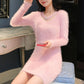 Winter Sweater Dress for Women Stretch Knitted Dress Female  Sexy Wrap Dress Long Sleeve Tight V-neck High Waist Bottoming Bodycon Dress