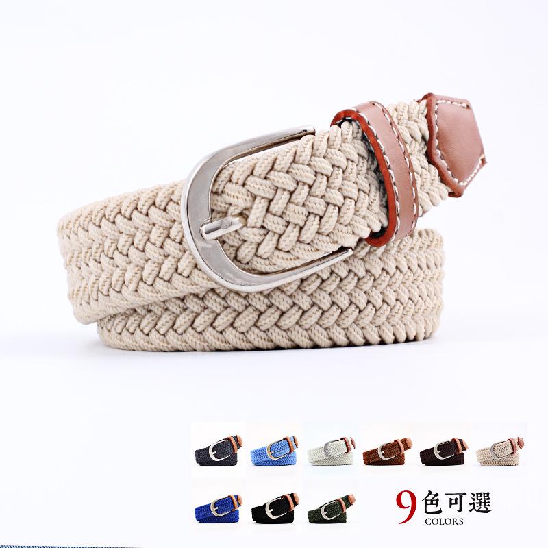 Belt Women Causal Leather Cover Buckle Woven Elastic Stretch Golf Wide Canvas Belts