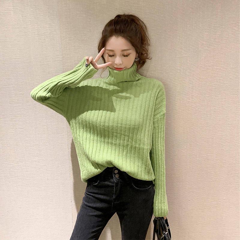 Winter Women's Sweater Loose Turtleneck Long-sleeved Knitted Pullover Thickened Sweater