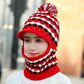 Winter Women's Knitted Hat and Bib One-piece Plus Velvet Warm Knitted Hat Cycling Windproof Neck Cover One-piece Hat