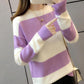 Autumn and Winter Color Matching Soft Sweater Women's Student Long-sleeved Knitted Bottoming Shirt