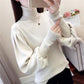 Women's Turtleneck Sweater Autumn Winter Lantern Sleeve Knit Top Loose Solid Color Pullover Sweater loose knitwear
