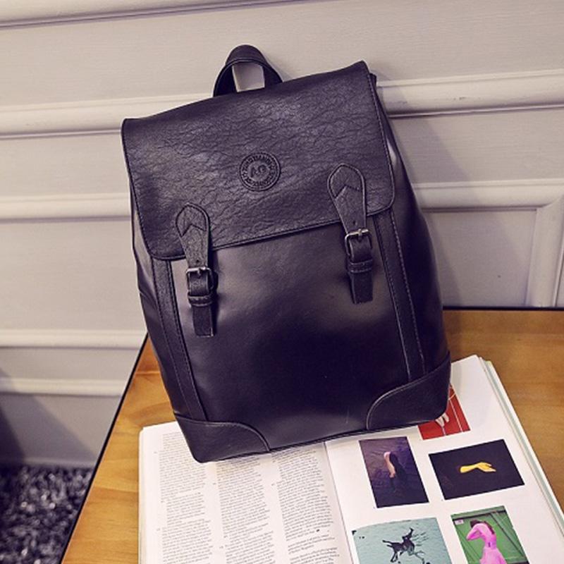School Bag Men's Fashion Trend Backpack Large Capacity Student Backpack Female PU British Student School Bag