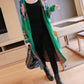 Vintage Rhombus Printed Knitted Cardigan Sweater Women Spring Autumn Oversized Knitted Jacket Loose Long Knitwear Outer Wear