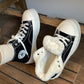 Round-toe Korean Cute Big-toe Cotton Shoes High-top Shoes Women Canvas Plus Velvet Thickening Heightening Platform Shoes