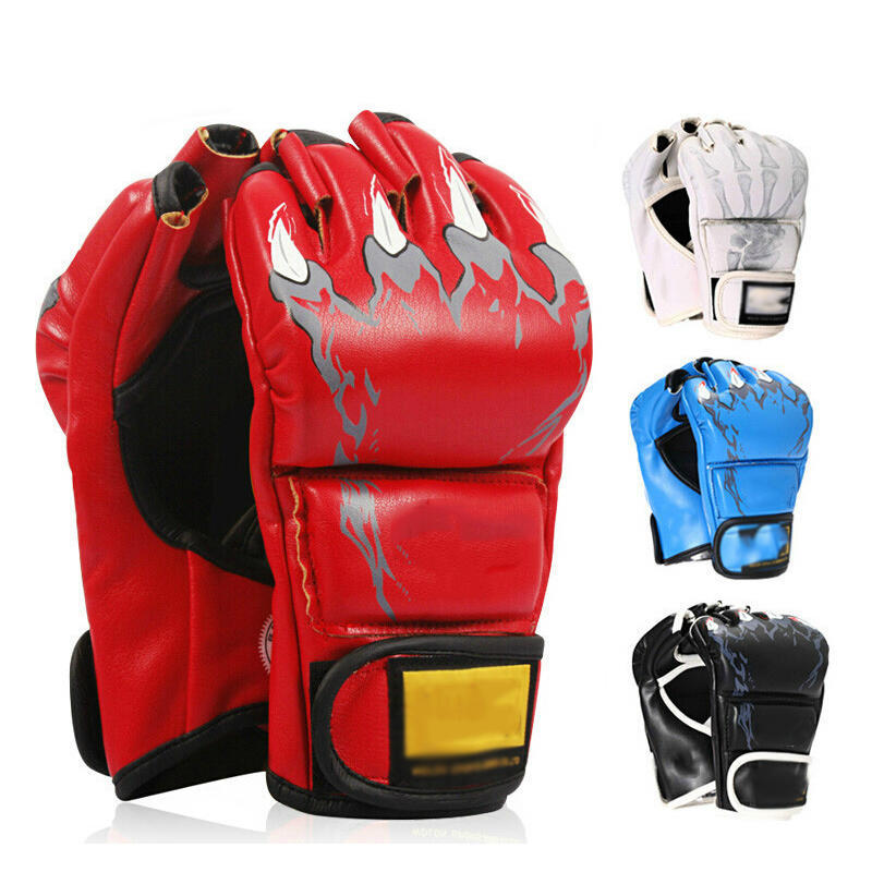 PU Leather Boxing Punch Glove Sparring Half Finger Grappling Bag Fight Training
