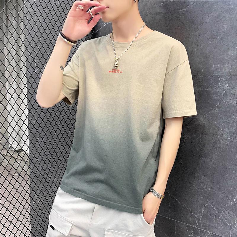 Summer Trend Gradient Color Wild Loose Short-sleeved T-shirt