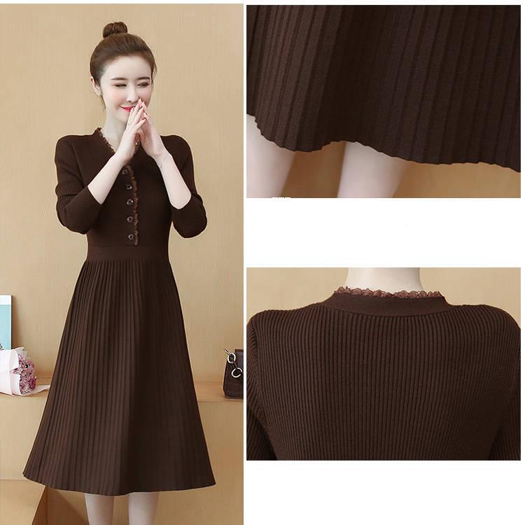 Autumn Winter Warm Long-sleeved Sweater Women's Mid-length Slim Bottoming Shirt Knitted Dress Women
