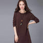 Ladies Tops T-Shirt Women Blouse Autumn Causal Blouse Slim Round Collar Solid Color Long Sleeve Pullover