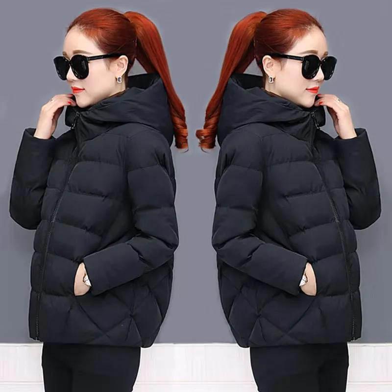 Fashion Increase Autumn and Winter Hooded Padded Jacket Coat Loose and Thin, All-match Lightweight Cotton Jacket Women's Short
