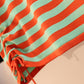 Two-piece Women's Casual Fashion Knitted Suit Striped Stitching Drawstring Short Sleeve + Knitted Pants Suit