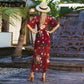 V-neck Chiffon Print Irregular Dovetail Split Bohemian Holiday Dress Long