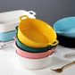 Net Red Binaural Baking Baking Bowl Baked Rice Bowl Dessert Bowl Fruit Salad Bowl Round Deep Plate Household Instant Noodle Bowl