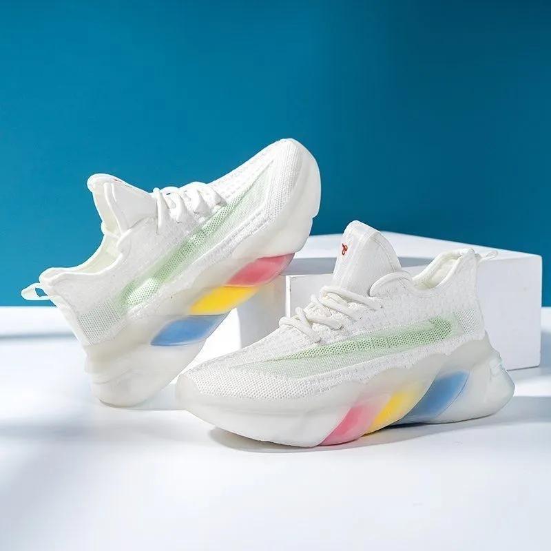 Women's Flying Woven Sneakers Summer Breathable Mesh Thin Lightweight Jelly-soled Coconut Shoes Casual Shoes