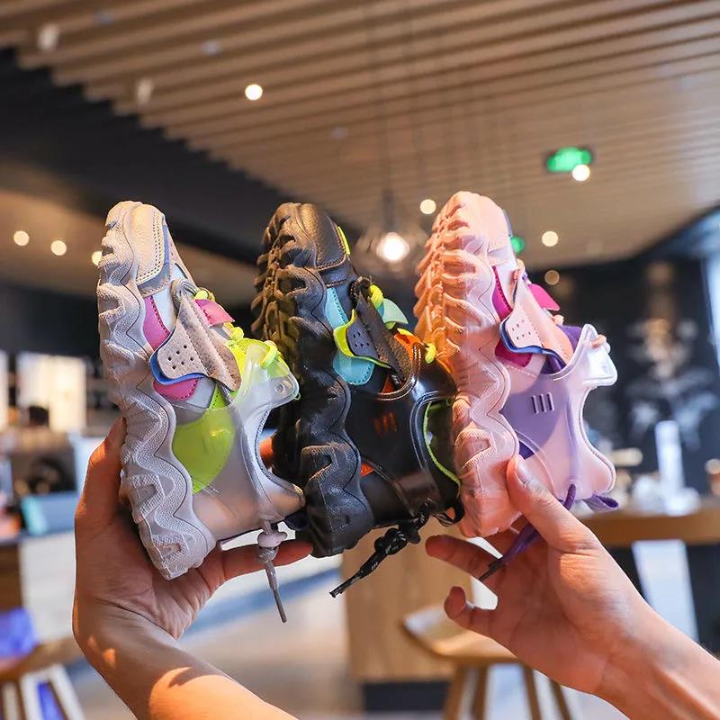 Spring Fall New Kids Pu Leather Shoes Baby Girls Sport Sneakers Children Shoes Boys Tennis Shoes Fashion Casual Shoes Soft Trainer