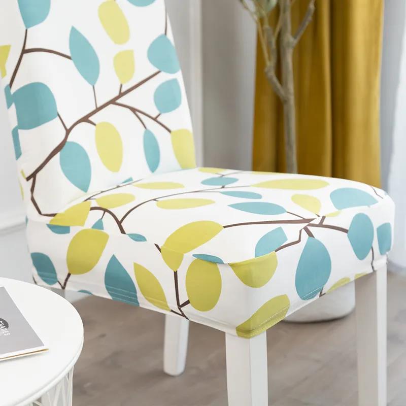 Elastic Chair Cover Universal Dining Table Chair Cover Backrest Pad Universal Stool Cover Fabric Printing Home Dining Seat Cover