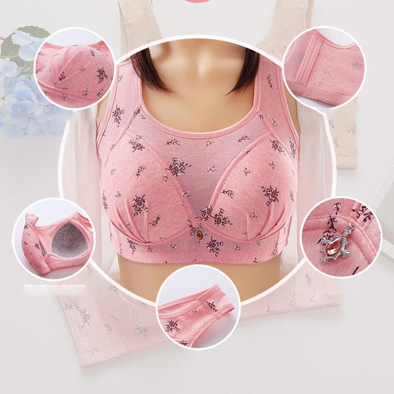 Bra Cotton Non-wireless Vest-style Comfortable Large Size Thin Section Gathers Anti-sagging and Anti-glare Large Size Non-wireless Underwear