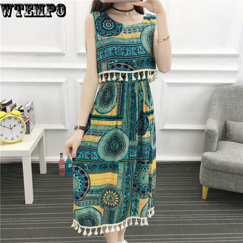 Beach skirt female seaside vacation fringed skirt summer bohemian dress ethnic wind floral