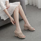 Summer Ladies Crystal Thick Bottom Wedges Plastic Sandals Jelly High-heeled Crystal Fashion Mother Non-slip Sandals One Size Smaller