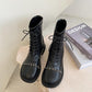 Thick-heeled Martin Boots Women's 2021 Summer British Style Retro Round Toe Short Boots Metal Chain Motorcycle Boots