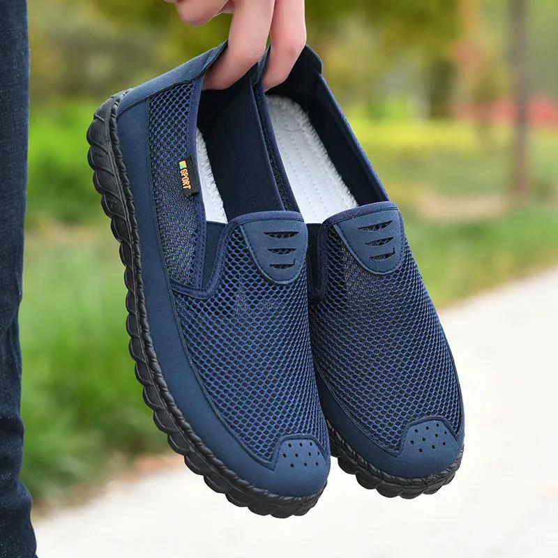 Middle-aged and Elderly Walking Shoes Summer Mesh Breathable Casual Soft Flat Non-slip Casual Men's Shoes