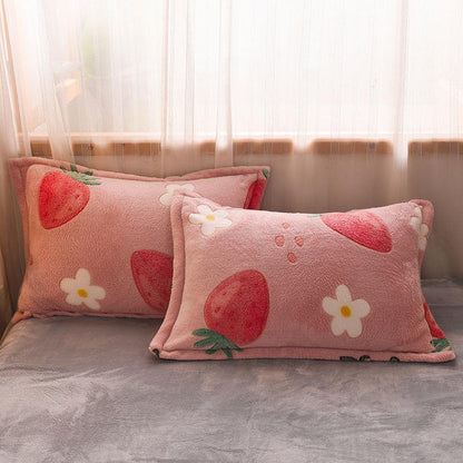 Snow Fleece Adult Pillowcase A Pair of Thickened Double-sided Fleece Dormitory Coral Fleece Pillowcase Bedding