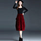 Autumn Winter Skirt Women Flower Bud Skirt Plus Size Corduroy Mid-length Skirt with Pockets