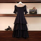 Fashion Women Plus Size Dress Summer Polka Dot Layered Dress Slash Neck Off-shoulder Dress Party