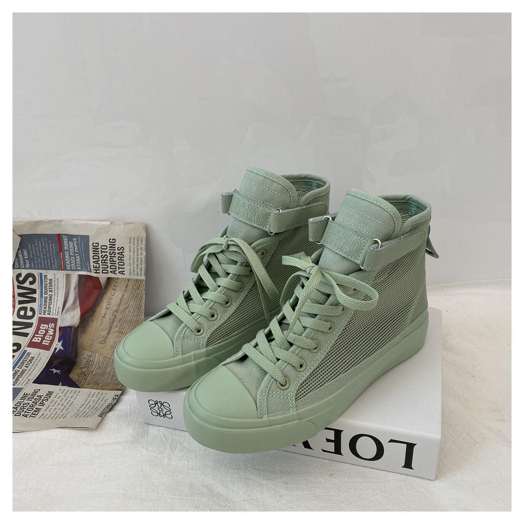 Summer Candy-colored Mesh High-top Canvas Shoes Female Students Korean Version of Ins Wild Breathable Casual Shoes